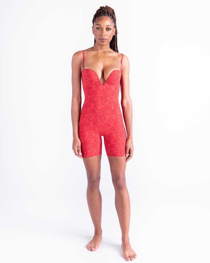 Mid-Thigh PowerSuit in Red